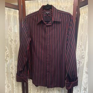 MENS EXPRESS STRIPED BUTTON DOWN SHIRT- MEDIUM